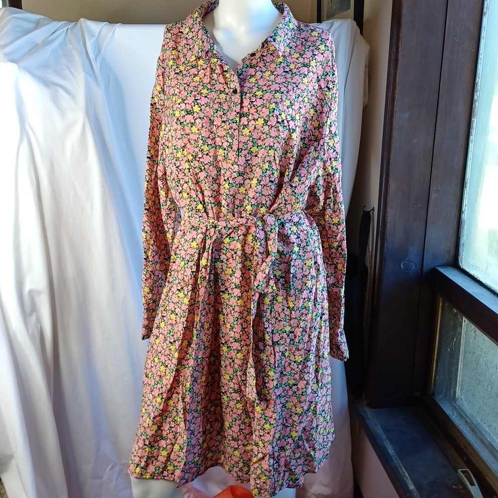 Vero Moda floral dress shirt style with tieband SZ 22